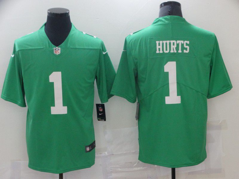 Men Philadelphia Eagles #1 Jalen Hurts light green Nike Vapor Limited NFL Jerseys